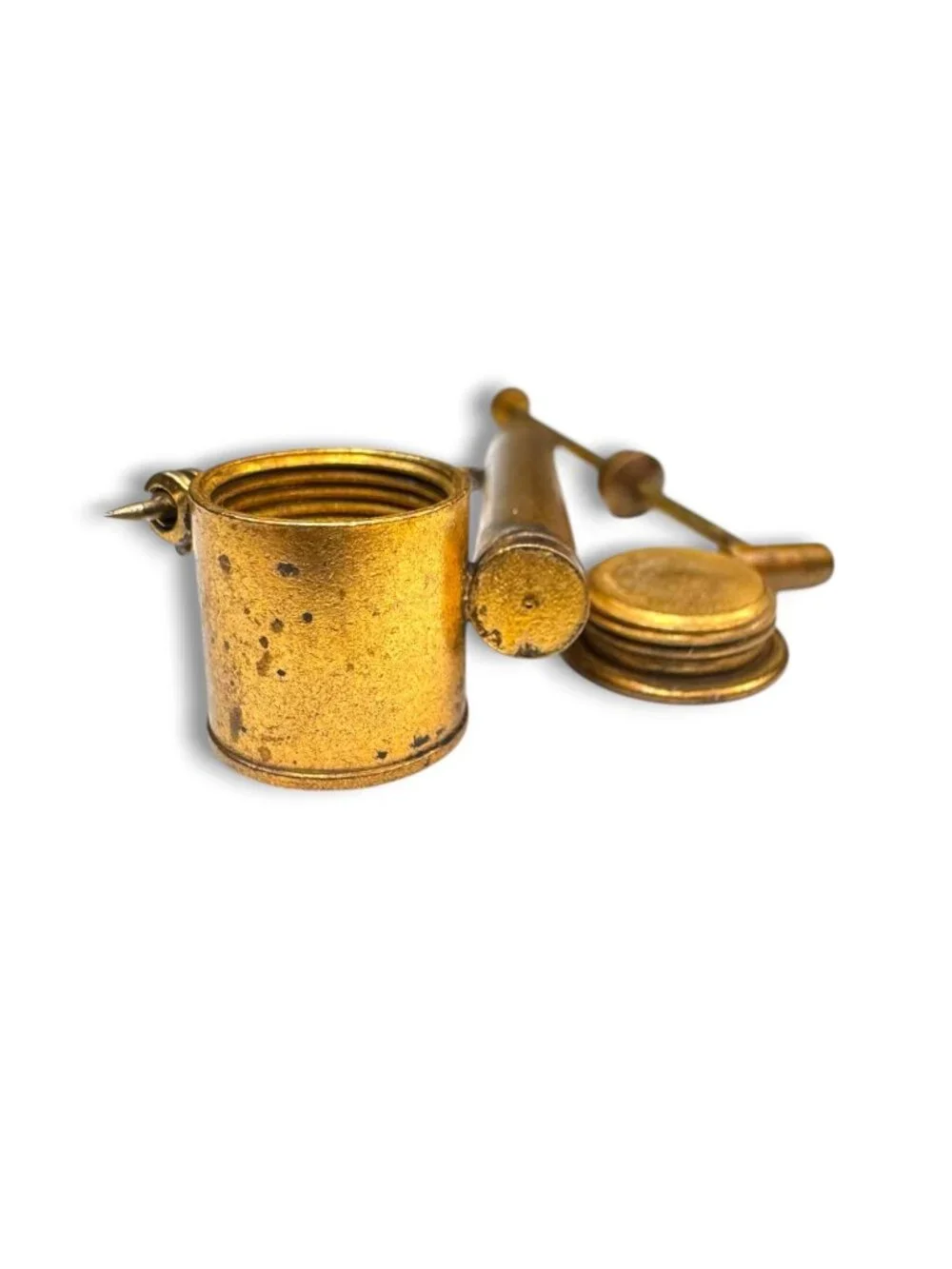 Vintage 1940s Brass Perfume Atomizer Brooch Mechanical Novelty